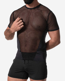 Sleek Mesh Panel T-Shirt