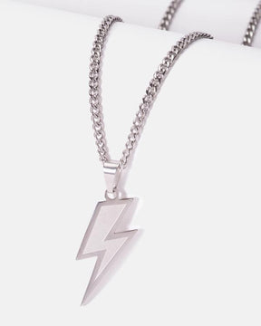 Silver Lightning Bolt Cuban Chain